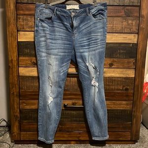 A Beautiful Soul Distressed Jeans soft,cuff, run big(wore twice too big in waist